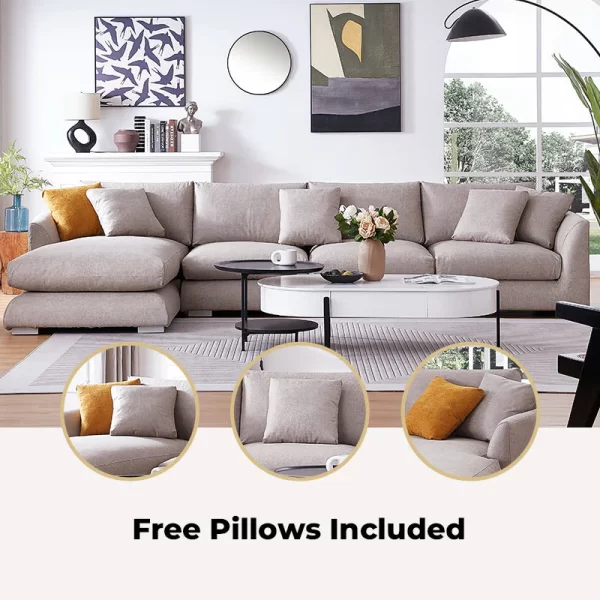 Light gray 6 seater feathers sofa - Image 3