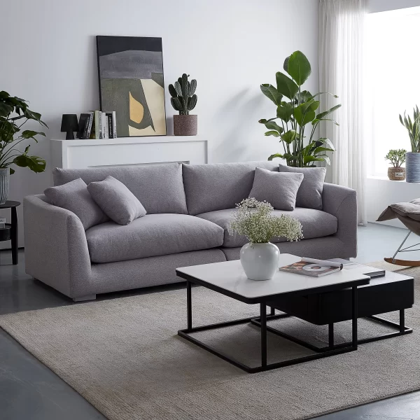 Light gray 6 seater feathers sofa - Image 4