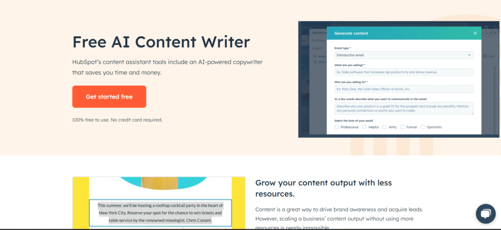 HubSpot's Free AI Content Writer