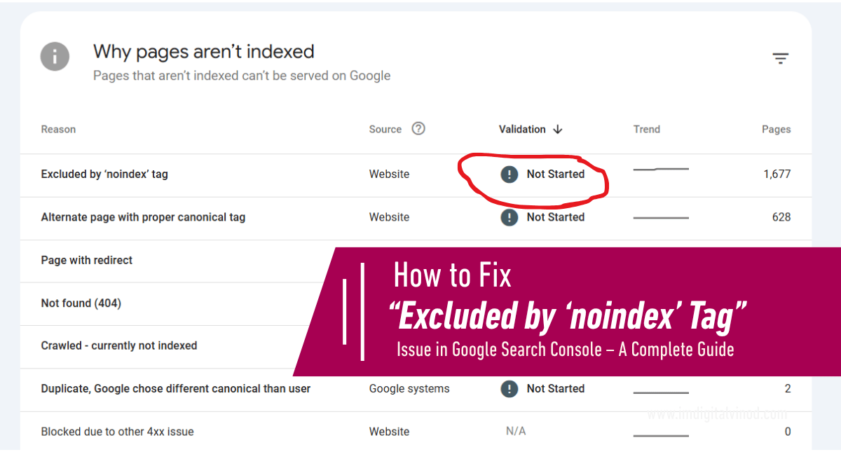 Excluded by ‘noindex’ Tag